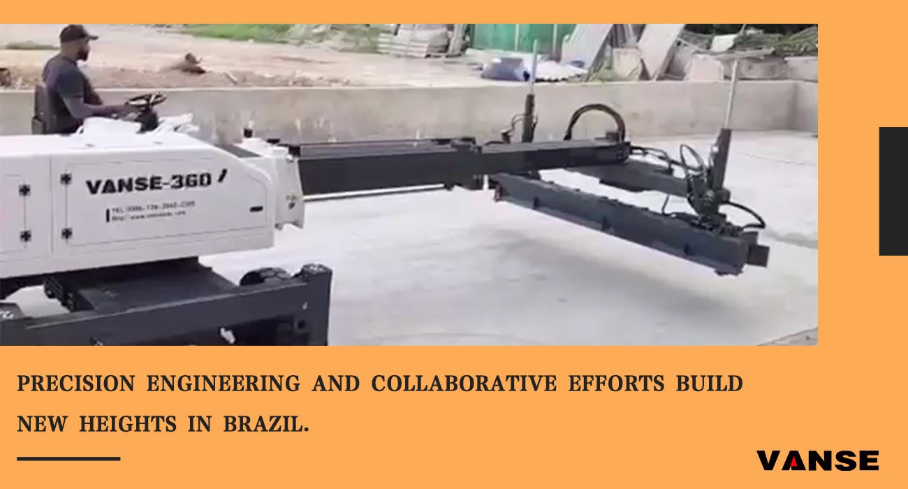 Vanse Machinery's YZ30-4E telescopic boom concrete laser leveling machine successfully delivered to Brazil's largest flooring supplier Vanse Machinery's YZ30-4E telescopic boom concrete laser leveling machine successfully delivered to Brazil's largest flooring supplier